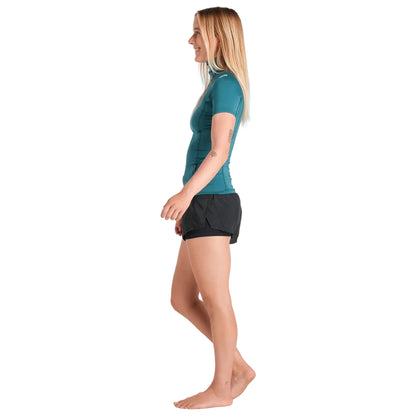 C-Skins NuWave Rash X Womens Short Sleeve Rash Vest - Emerald/Light Blue