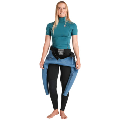 C-Skins NuWave Rash X Womens Short Sleeve Rash Vest - Emerald/Light Blue