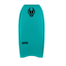 Body board in emerald green with a black logo and on a white background.