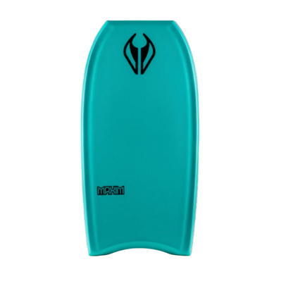 Body board in emerald green with a black logo and on a white background.
