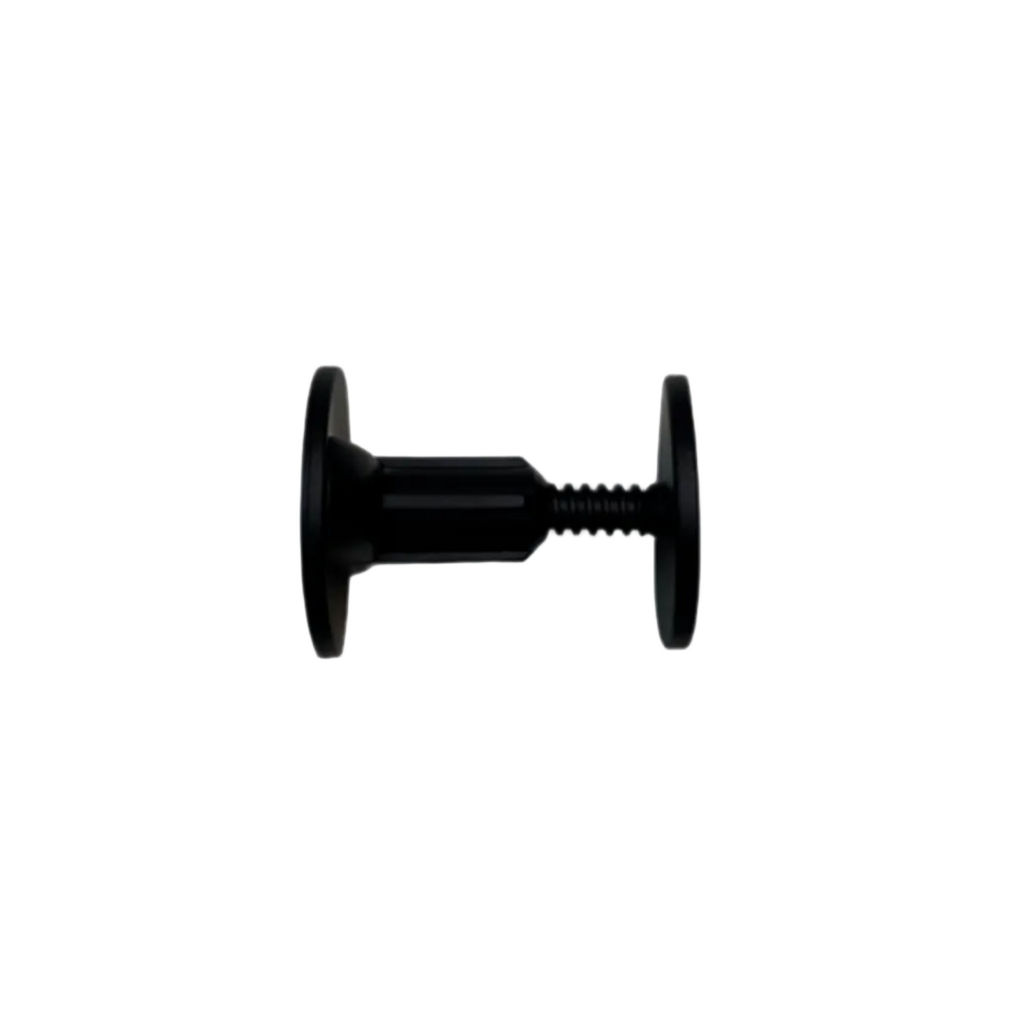 Black bodyboarding leash plug on a white background.