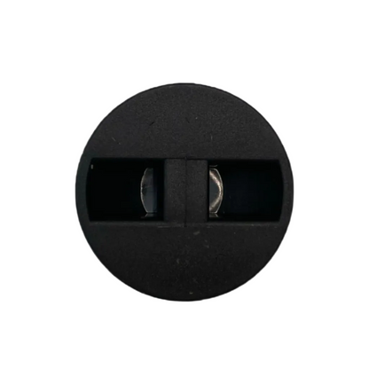 Black bodyboarding leash plug on a white background.
