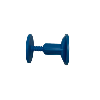 Ice blue bodyboarding leash plug on a white background.
