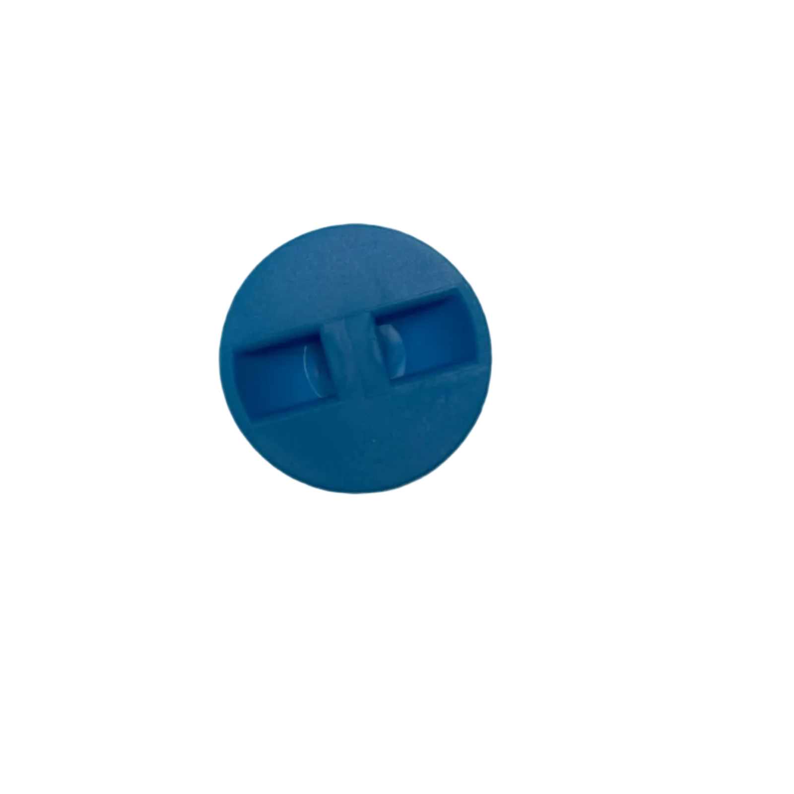 Ice blue bodyboarding leash plug on a white background.