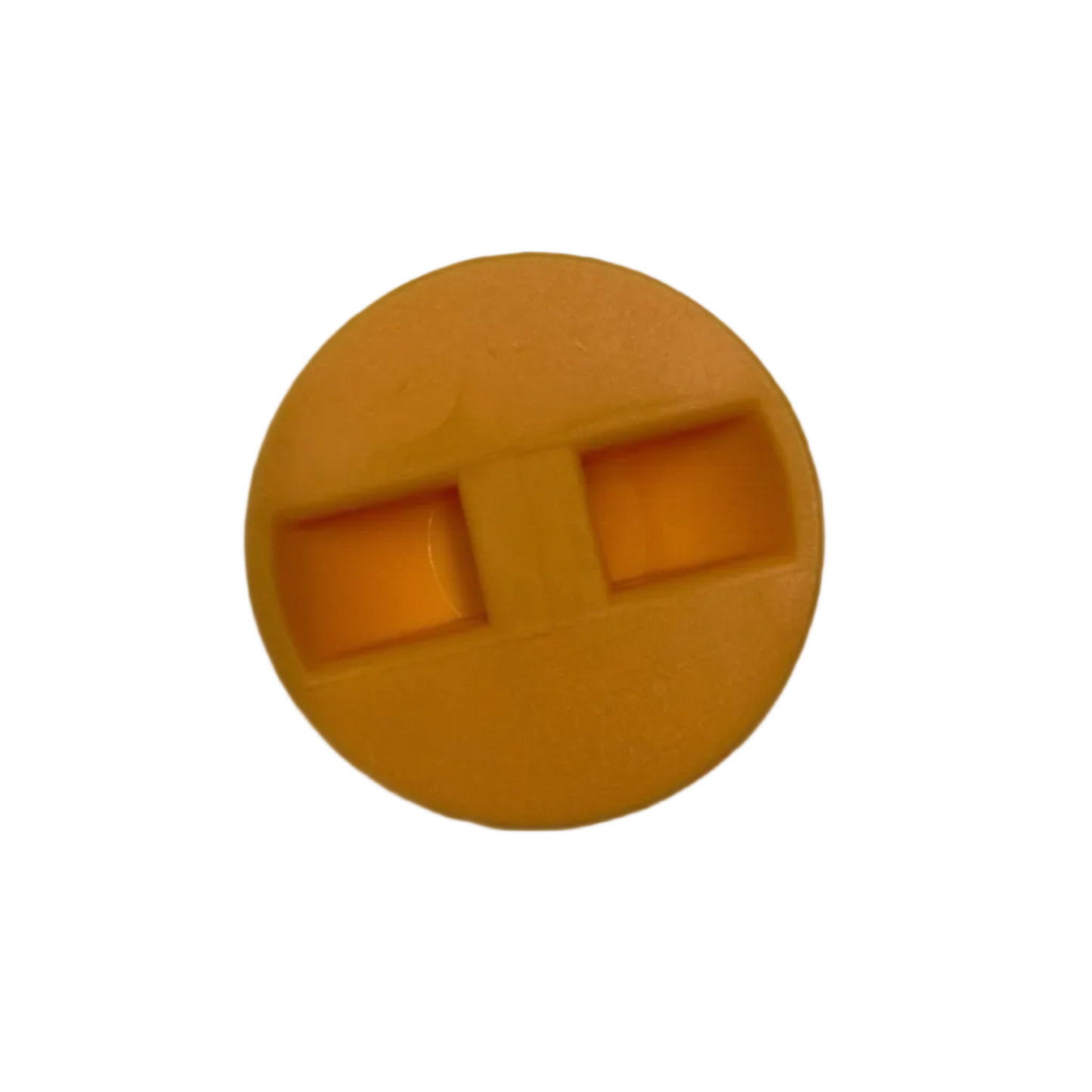 Yellow bodyboarding leash plug on a white background.