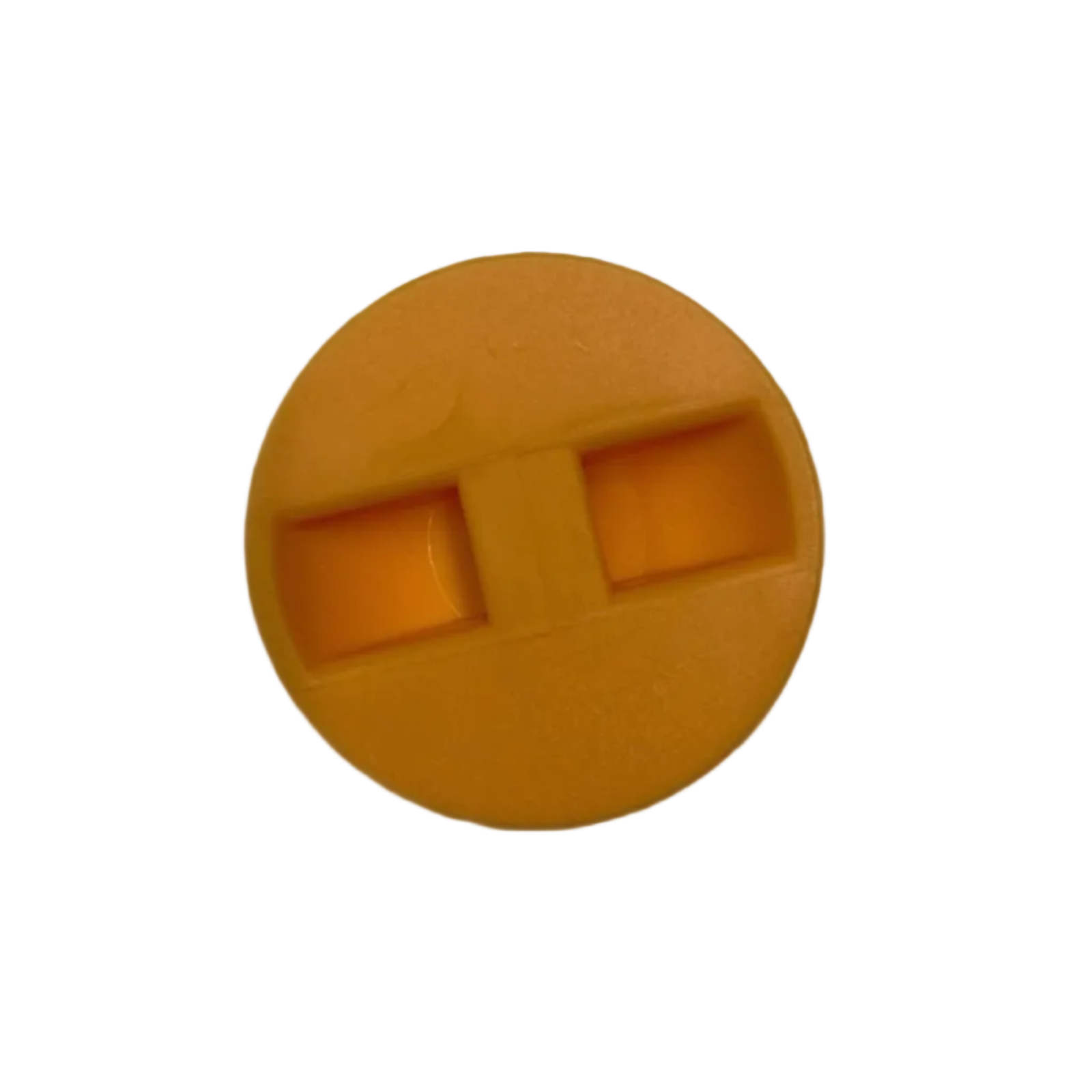 Yellow bodyboarding leash plug on a white background.