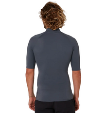 Ocean & Earth Script Men's Short Sleeve Rash Shirt - Charcoal