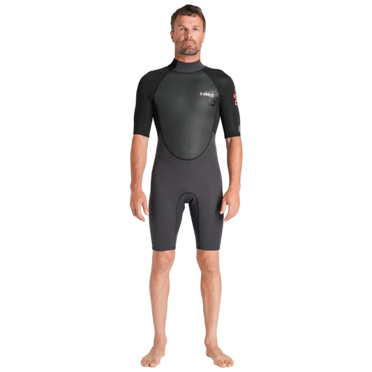 C Skins Element 3/2mm Mens Shorty Summer Wetsuit in Anthracite/ Black/ Neon Flare