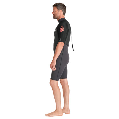 C-Skins Element 3/2mm Mens Back Zip Shorty Wetsuit 2026 - Anthracite/ Black/ Neon Flare