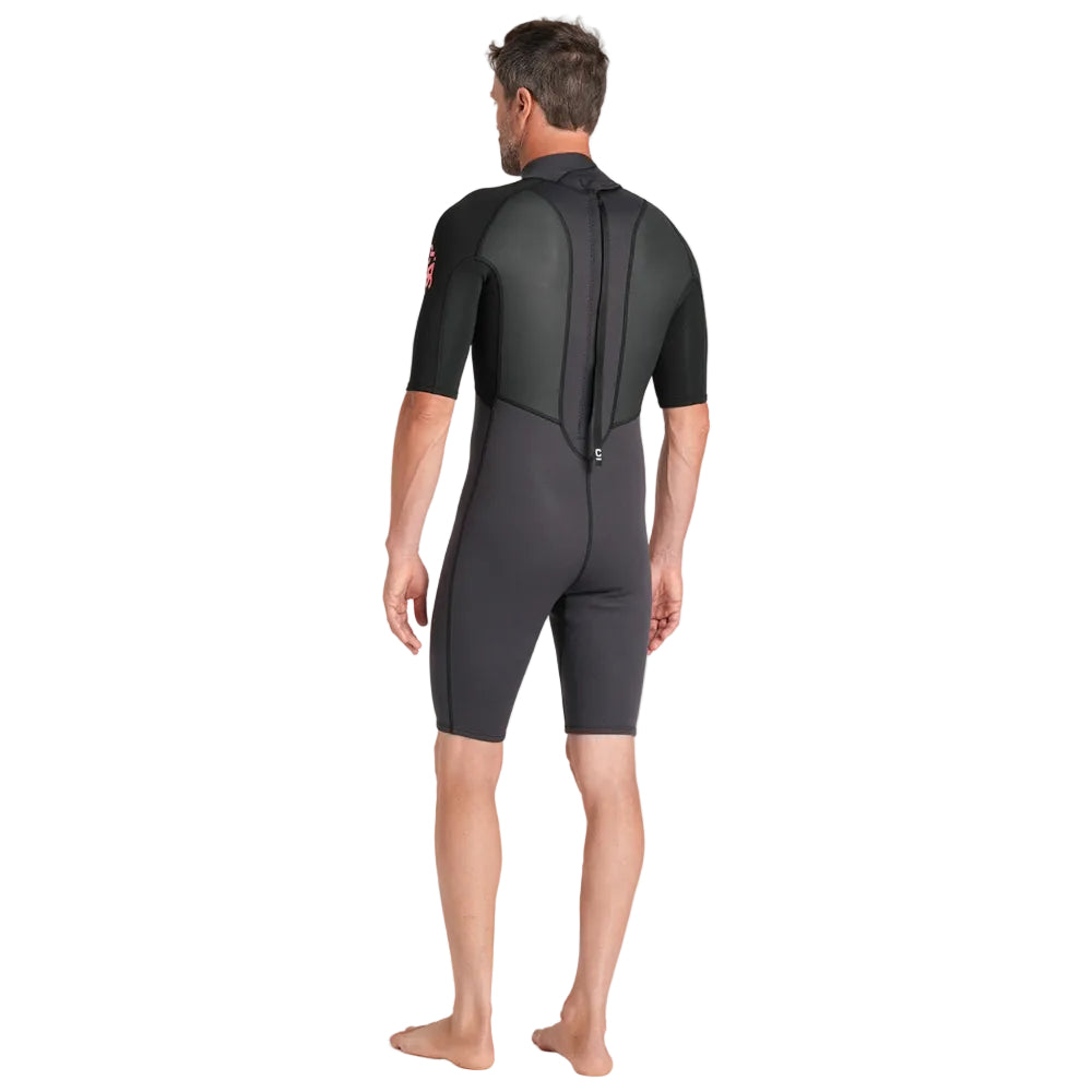 C-Skins Element 3/2mm Mens Back Zip Shorty Wetsuit 2026 - Anthracite/ Black/ Neon Flare