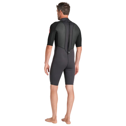 C-Skins Element 3/2mm Mens Back Zip Shorty Wetsuit 2026 - Anthracite/ Black/ Neon Flare