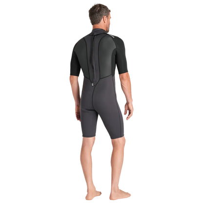 C-Skins Element 3/2mm Mens Back Zip Shorty Wetsuit 2026 - Anthracite/ Black/ Neon Flare