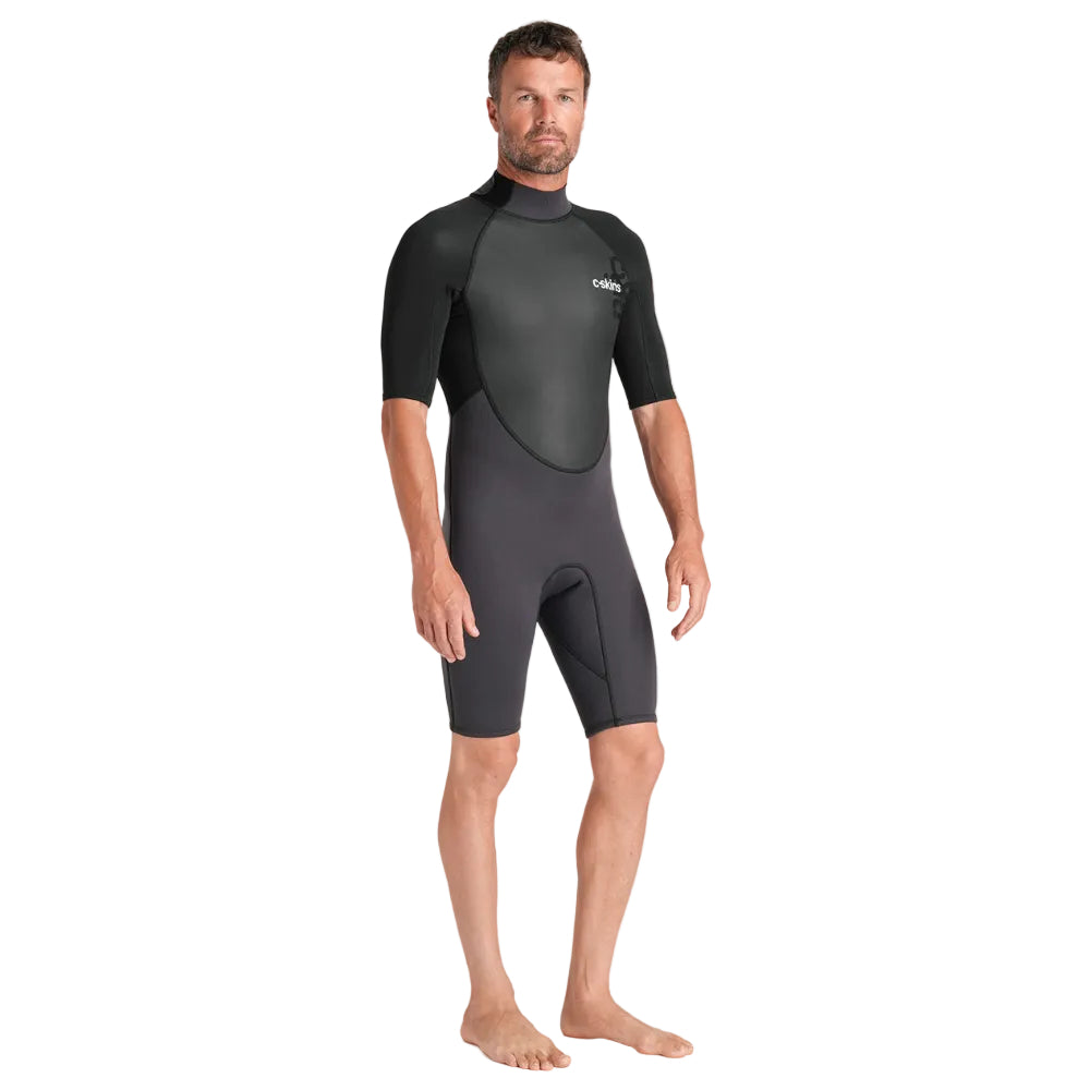C-Skins Element 3/2mm Mens Back Zip Shorty Wetsuit 2026 - Anthracite/ Black/ Neon Flare