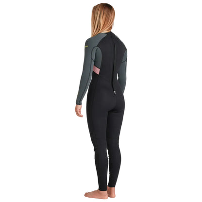 Combinaison femme C-Skins NuWave Element 3/2 mm FL à zip dorsal 2026 - Black/Forest Green/Rose