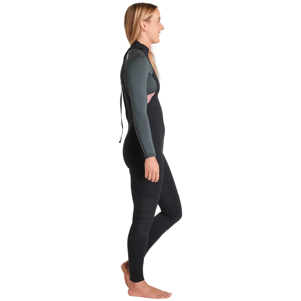 Combinaison femme C-Skins NuWave Element 3/2 mm FL à zip dorsal 2026 - Black/Forest Green/Rose