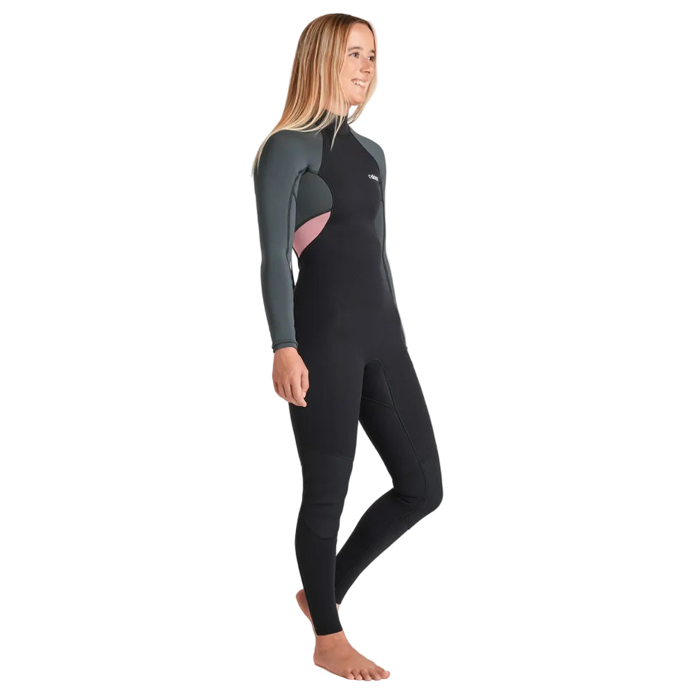 Combinaison femme C-Skins NuWave Element 3/2 mm FL à zip dorsal 2026 - Black/Forest Green/Rose