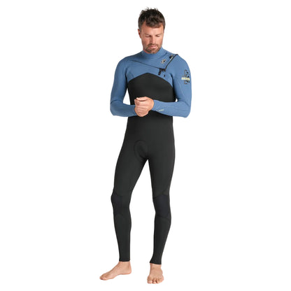 Combinaison été homme C-Skins NuWave Session 3/2 mm GBS à zip poitrine 2026 - Black/Steel Blue X /Lime