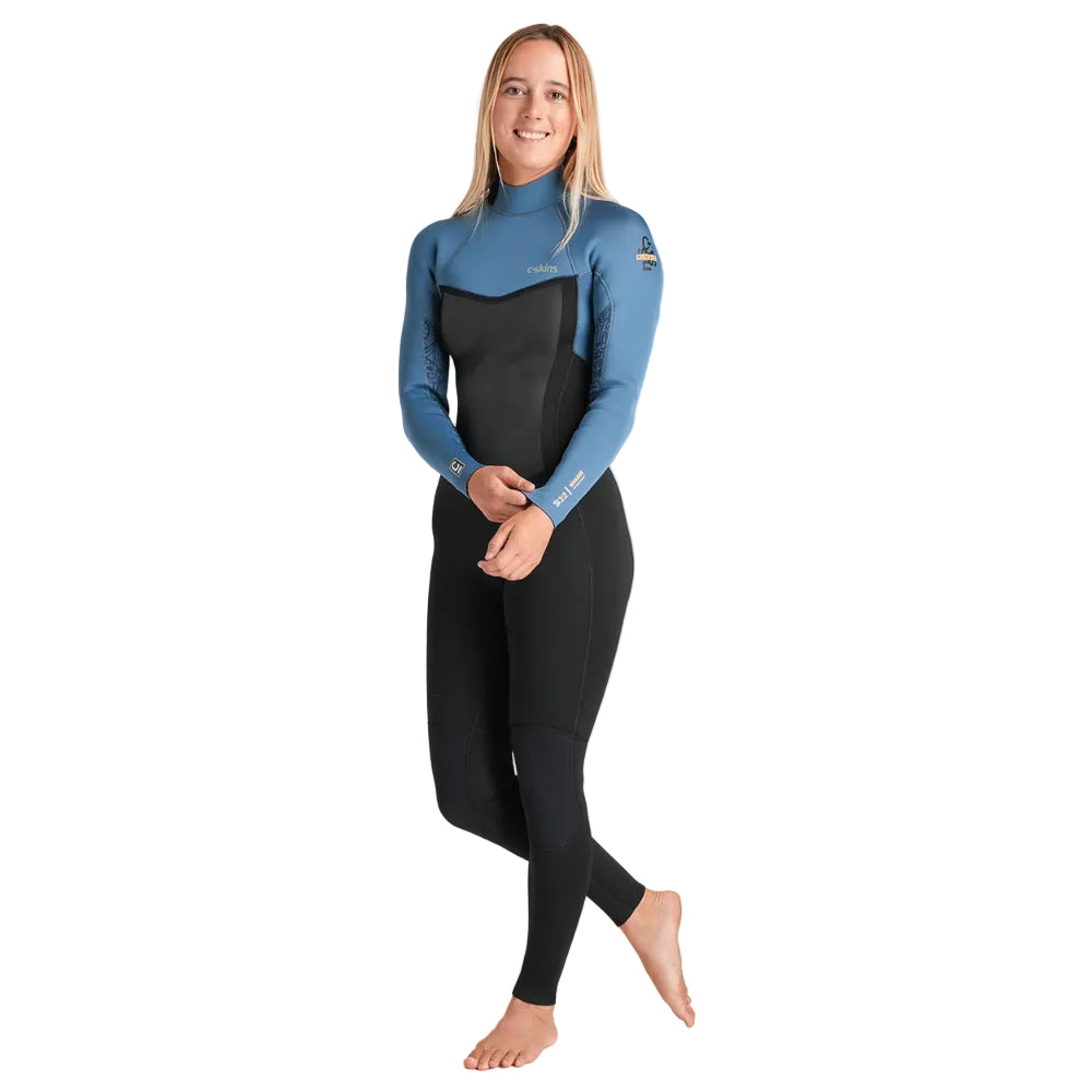 Combinaison C-Skins NuWave Surflite 3/2 mm femme GBS à zip dorsal 2026 - Black/Steel Blue