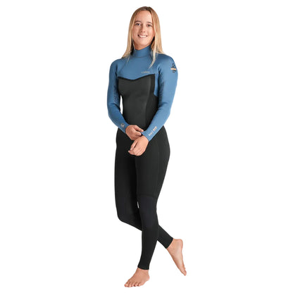 Combinaison C-Skins NuWave Surflite 3/2 mm femme GBS à zip dorsal 2026 - Black/Steel Blue