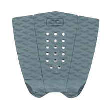 Blue surfboard fish tail pad with geometric pattern on a white background