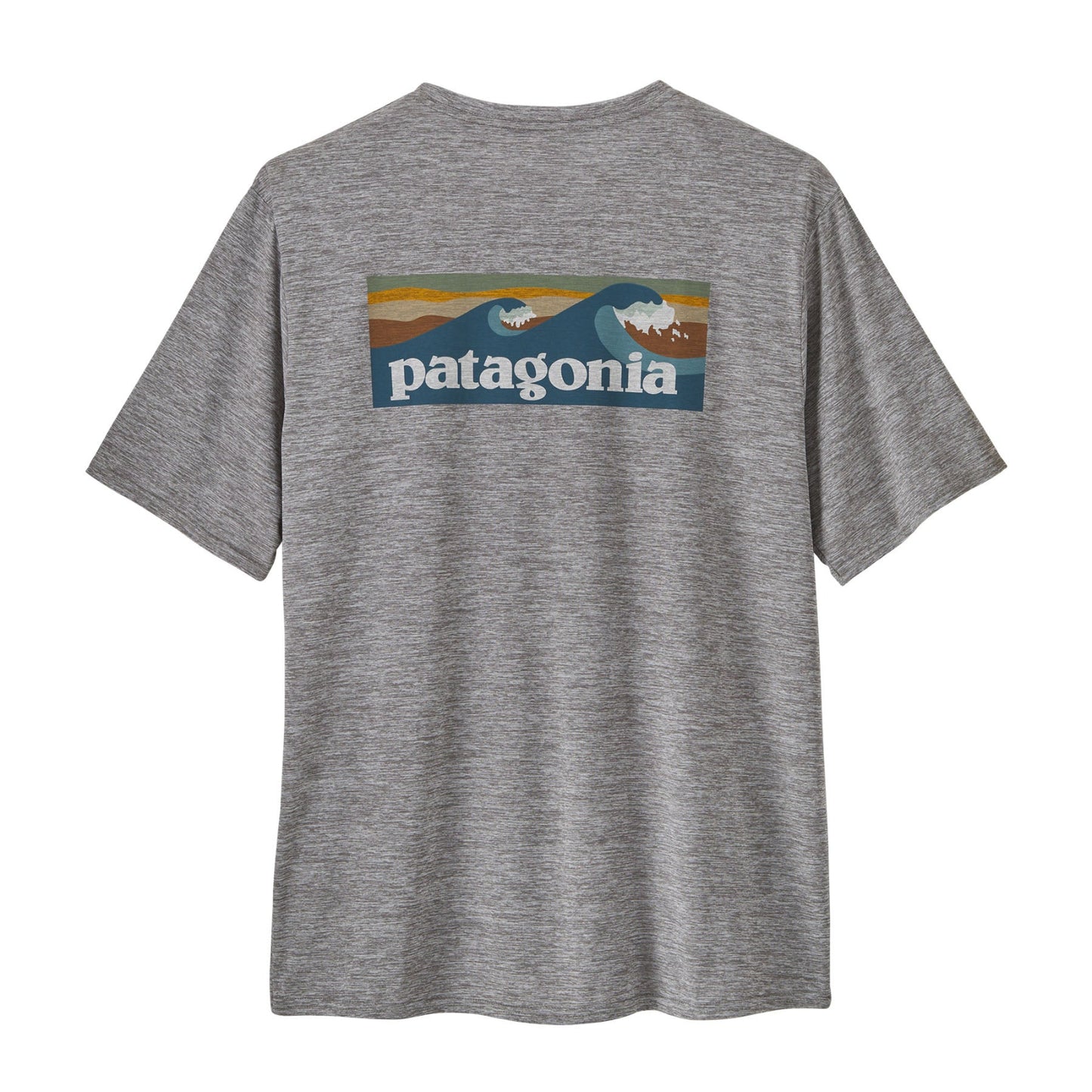 Patagonia Men's Capilene Cool Daily Waters Graphic Shirt - Boardshort Logo Abalone Blue: Feather Grey
