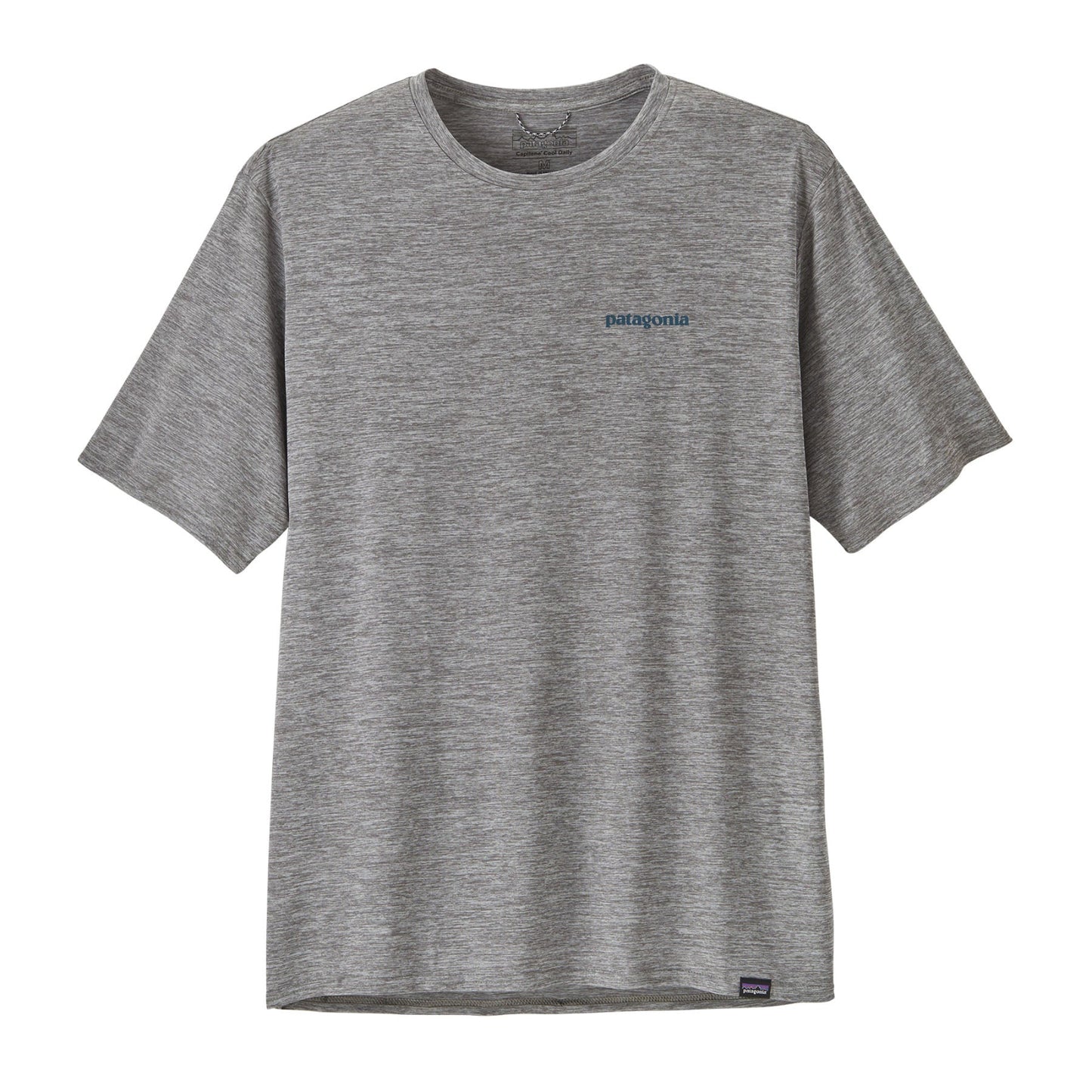 Patagonia Men's Capilene Cool Daily Waters Graphic Shirt - Boardshort Logo Abalone Blue: Feather Grey