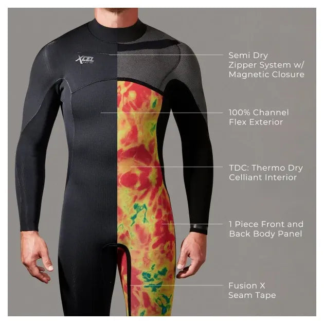 Xcel Comp X 4/3mm Mens Chest Zip Wetsuit - Black - 2025 - Buy online today