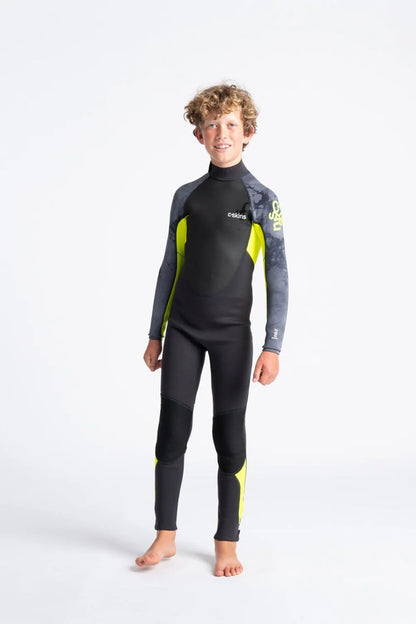 C-Skins Elements 3/2mm Junior Back Zip Wetsuit 2026 - Anthracite/ Yellow