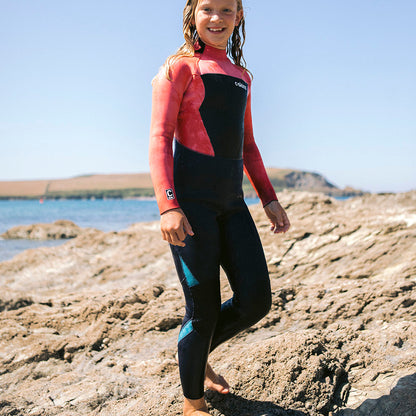 C-Skins Legend 4/3mm Back Zip Girls Wetsuit - Slate/Coral/Tie Dye