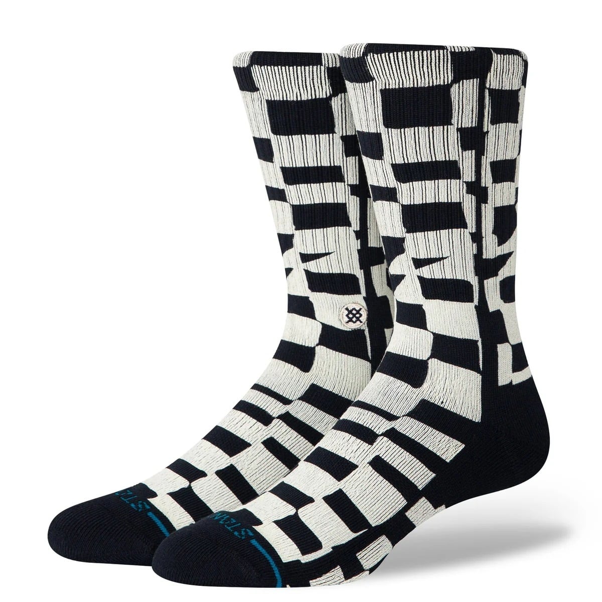 Stance Wave Check Crew Socks in Black/White