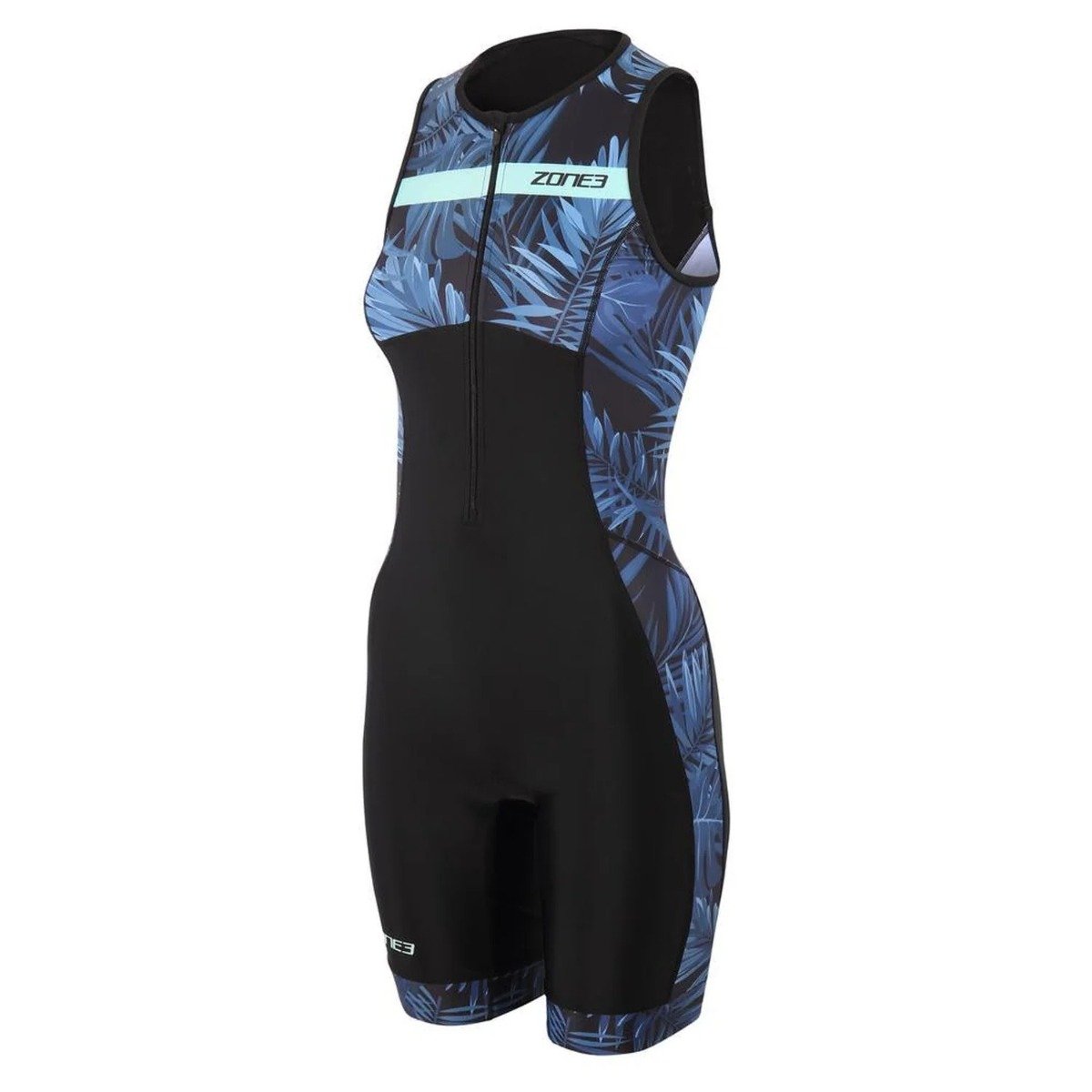 Zone3 Women's Activate+ Tropical Palm Sleeveless Trisuit in Navy/Green