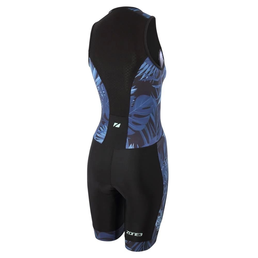 ZONE3 Women's Activate+ Tropical Palm Sleeveless Trisuit - Navy/Green
