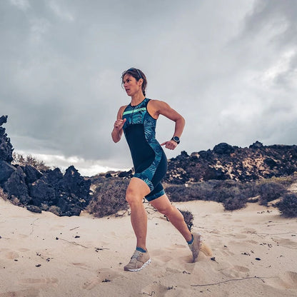 ZONE3 Women's Activate+ Tropical Palm Sleeveless Trisuit - Navy/Green