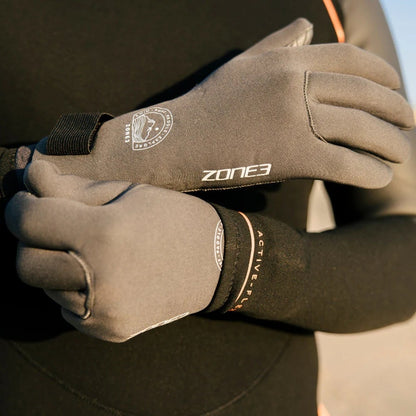 ZONE3 Active-Flex 3mm Swim Gloves - Grey