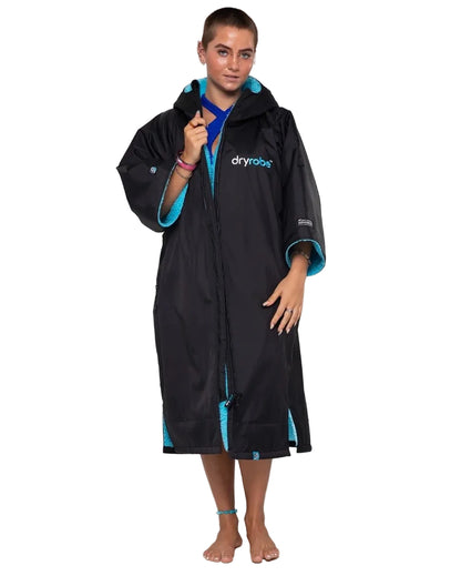 Dryrobe Advance Short Sleeve Changing Robe - Black / Blue