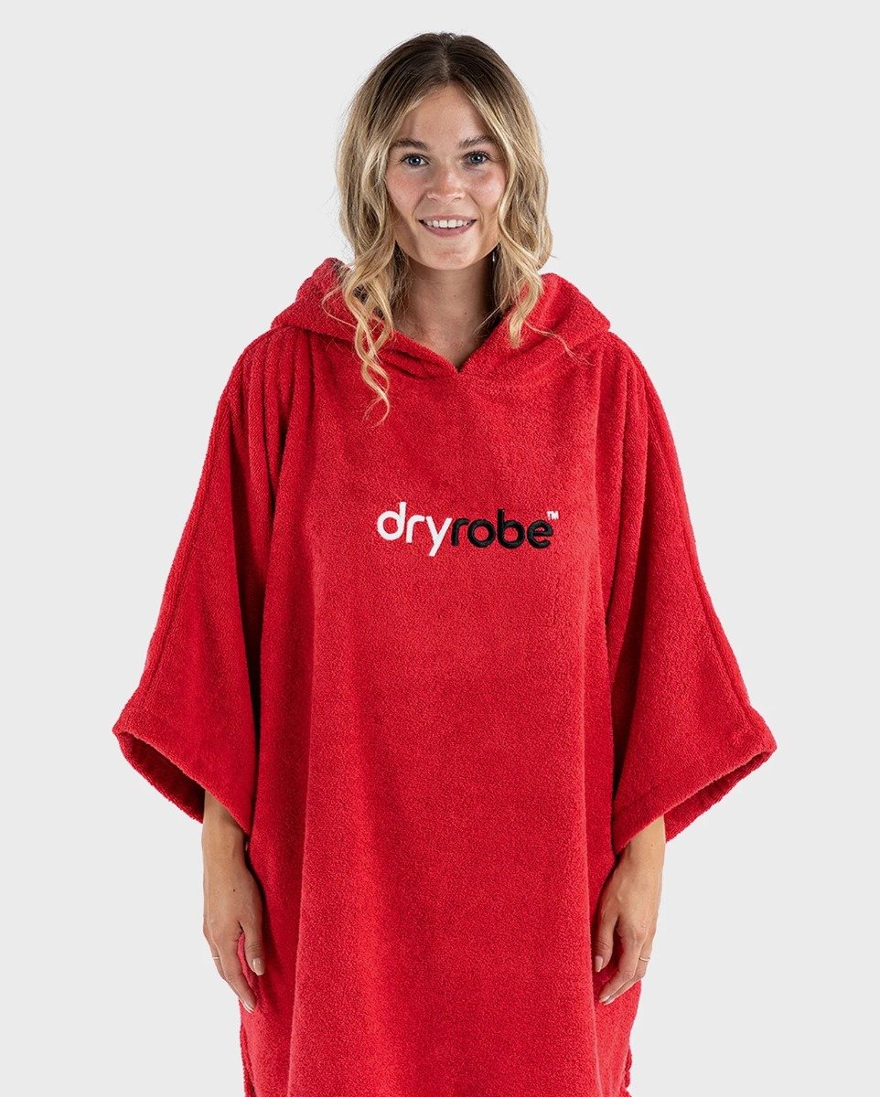 Dryrobe Organic Cotton Short Sleeve Towel Robe in Red