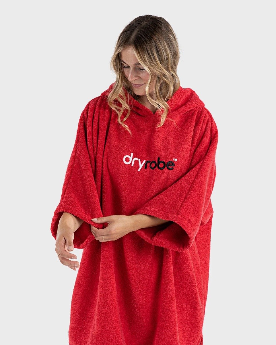 Dryrobe Organic Cotton Short Sleeve Towel Robe - Red
