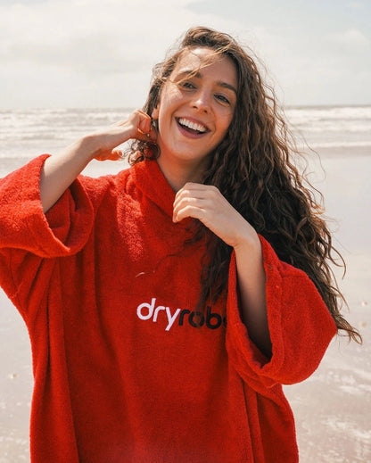 Dryrobe Organic Cotton Short Sleeve Towel Robe - Red