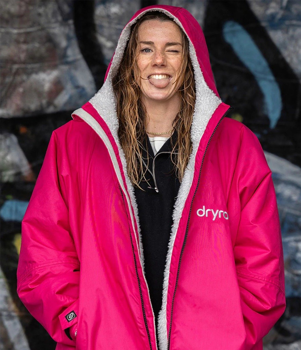 Dryrobe Advance Long Sleeve Changing Robe - Pink / Light Grey