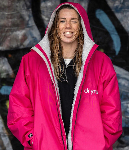 Dryrobe Advance Long Sleeve Changing Robe - Pink / Light Grey