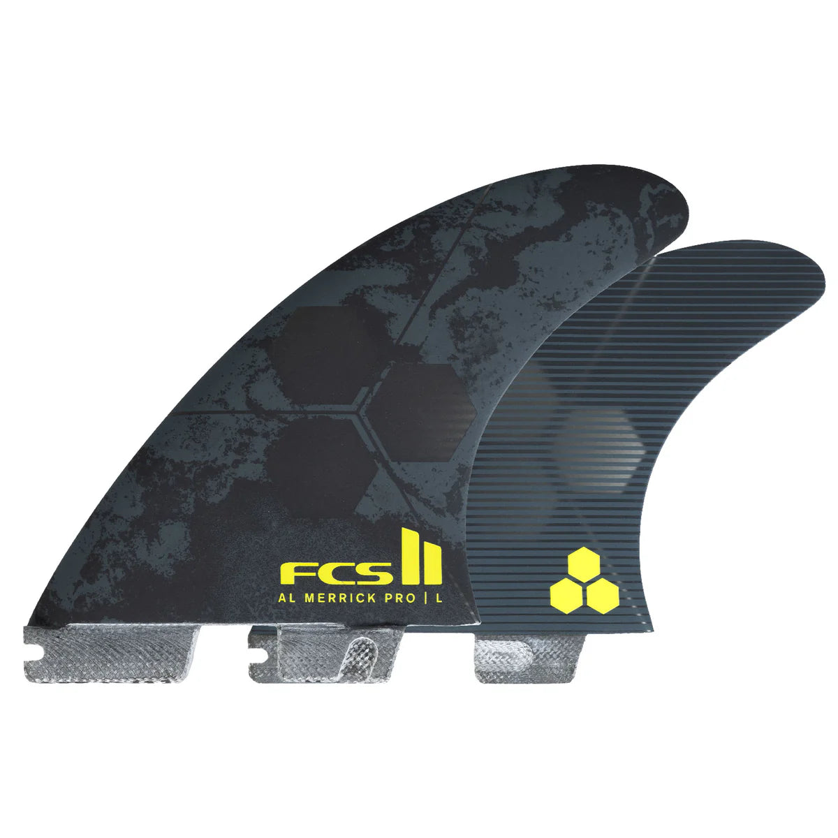 FCS II Al Merrick PG Pro Tri Fin Set in Black / Acid