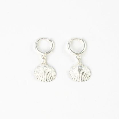 Pineapple Island Asri Seashell Huggie Hoop Earrings in Silver