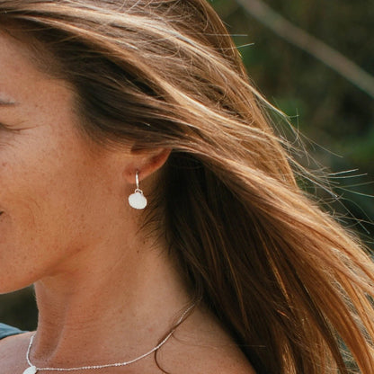 Pineapple Island Asri Seashell Huggie Hoop Earrings - Silver