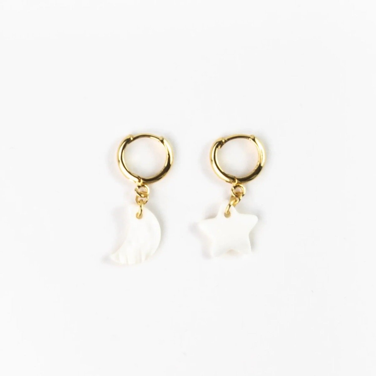 Pineapple Island Asri Moon and Star Huggie Earrings in Gold