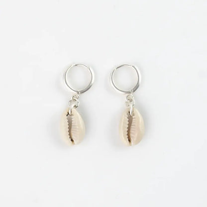 Pineapple Island Asri Cowrie Shell Huggie Hoop Earrings in Gold