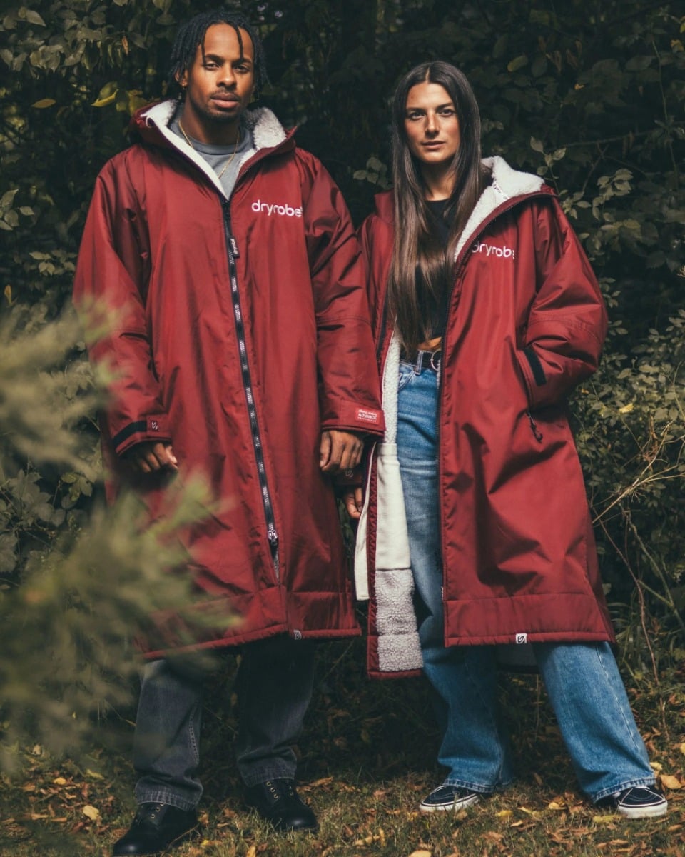 Dryrobe Advance Long Sleeve Changing Robe - Burgundy / Silver Grey