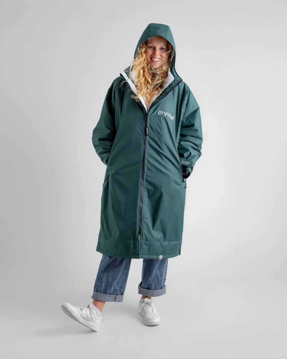 Dryrobe Advance Long Sleeve Changing Robe - Dark Green / Nimbus Cloud