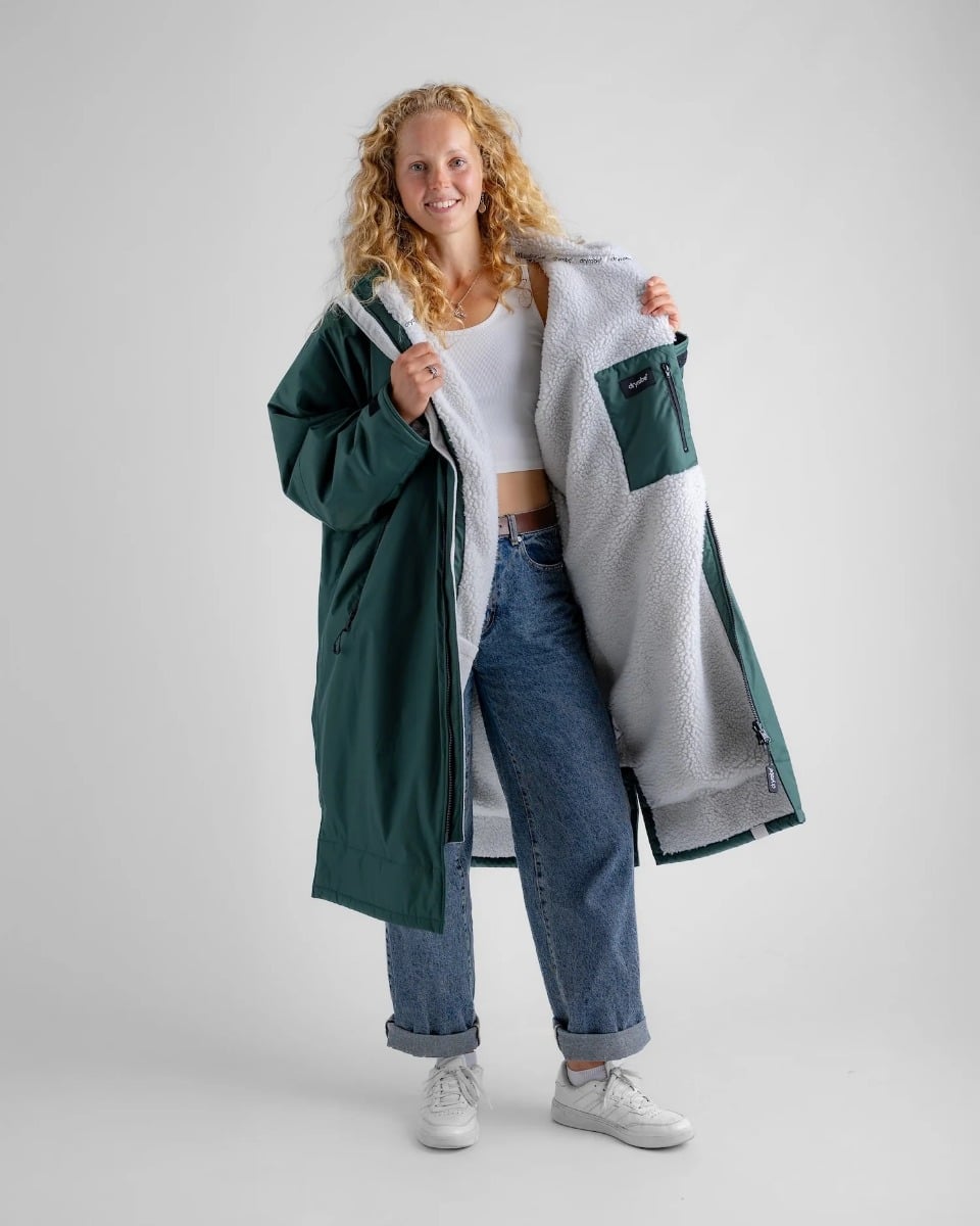 Dryrobe Advance Long Sleeve Changing Robe - Dark Green / Nimbus Cloud