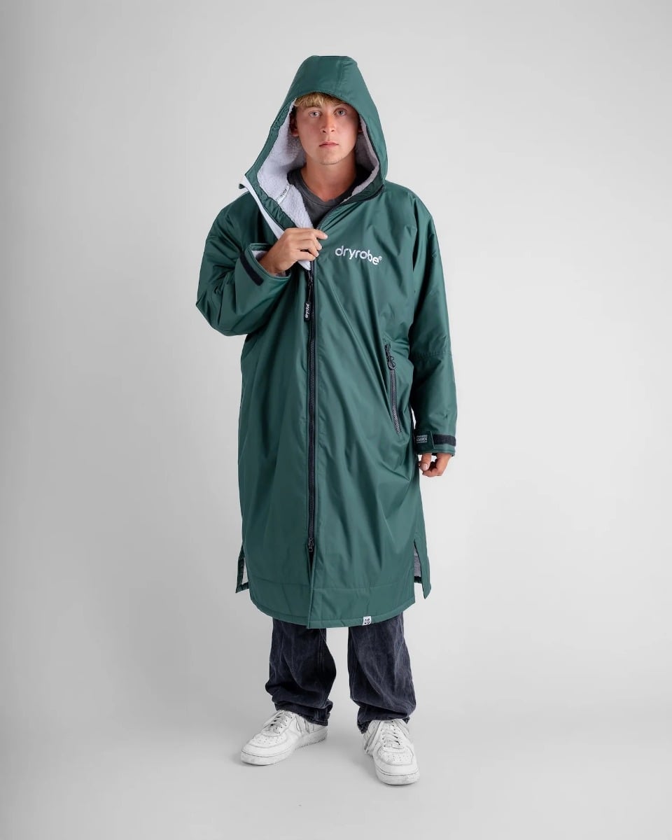 Dryrobe Advance Long Sleeve Changing Robe - Dark Green / Nimbus Cloud
