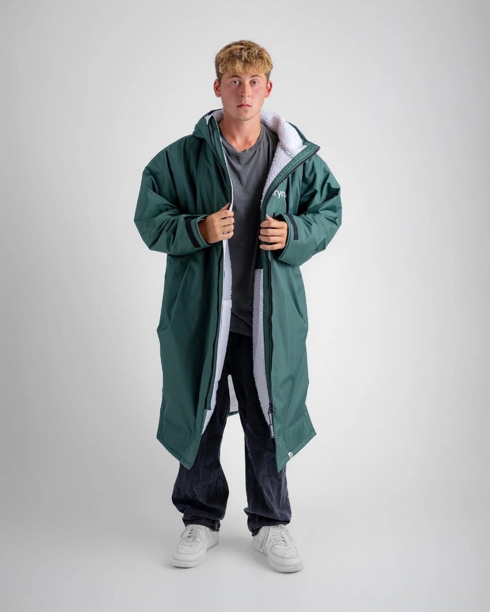 Dryrobe Advance Long Sleeve Changing Robe - Dark Green / Nimbus Cloud